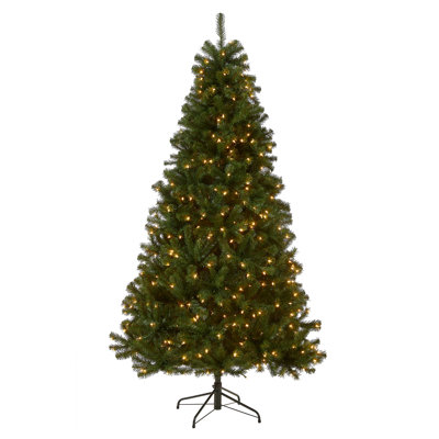 North Valley 72" Green Spruce Artificial Christmas Tree with 400 White Clear Lights with Tree Stand
