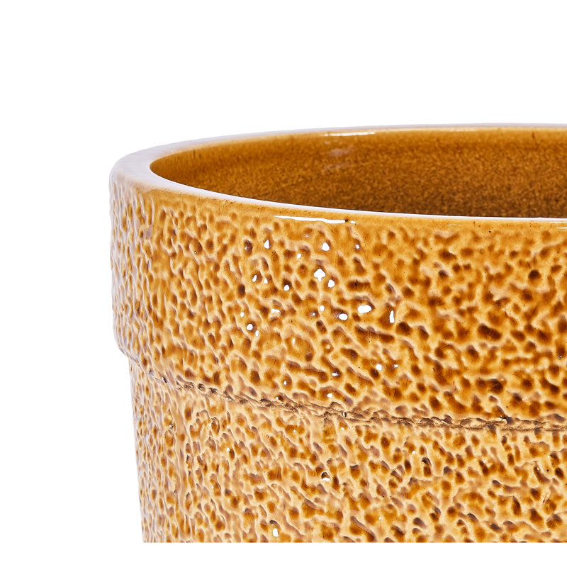 Ensemble de 3 pots à fleurs jaunes de haute qualité, givrés et chauffants pour la verdure intérieure, jaune brillant, pot de fleurs, fabrication renforcée, utilisation extérieure durable
