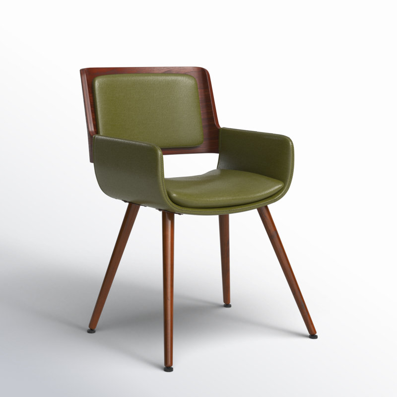 Seagraves Faux Leather Mid-Century Dining Chair, Olive Green Faux Leather
