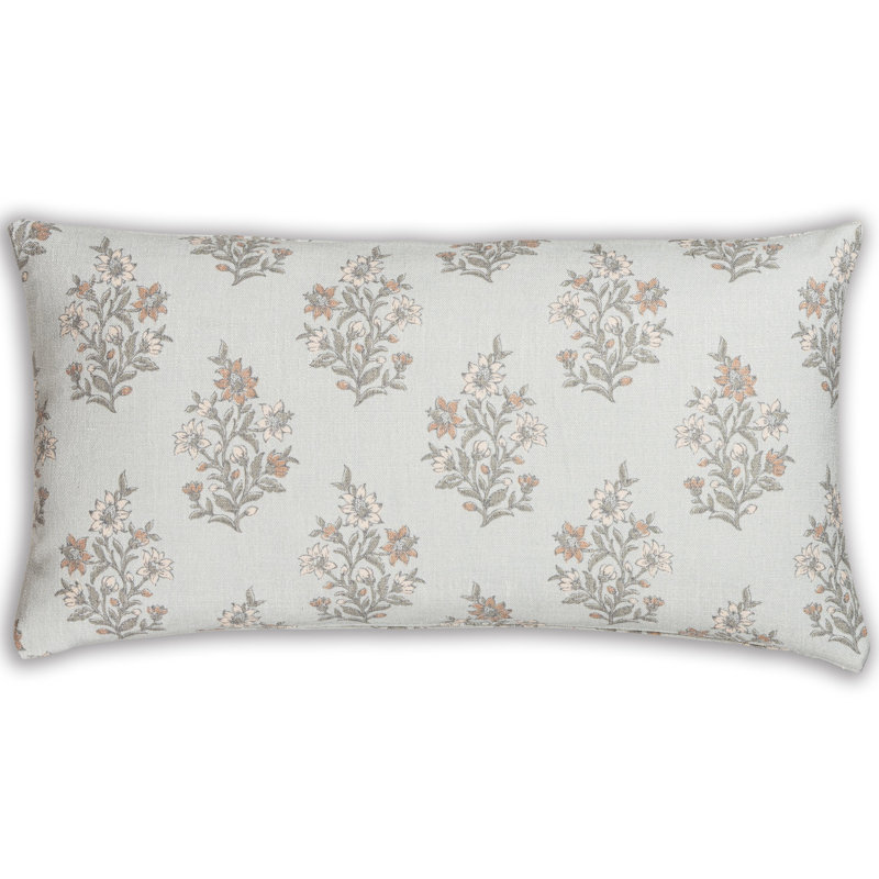 Coussin en polyester Weatherford, Floral minéral, Polyester, Rectangle H 14 po x l 26 po