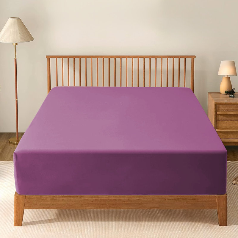 Kadie-Lea Super Soft Extra Deep Microfiber Brushed Fitted Sheet, Purple, Double (4'6)