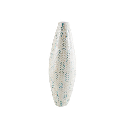 Glendale Heights Mother of Pearl and Bamboo Handmade Floor Vase