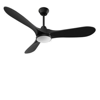 Roomratv Ceiling Fans with Lights and Remote Control,Quiet Noiseless Reversible DC Motor,6 Speeds,Timers, 3 CCT, Indoor Use, Plastic Blades,52 Inch Black Modern Ceiling Fan for Bedroom Living Room