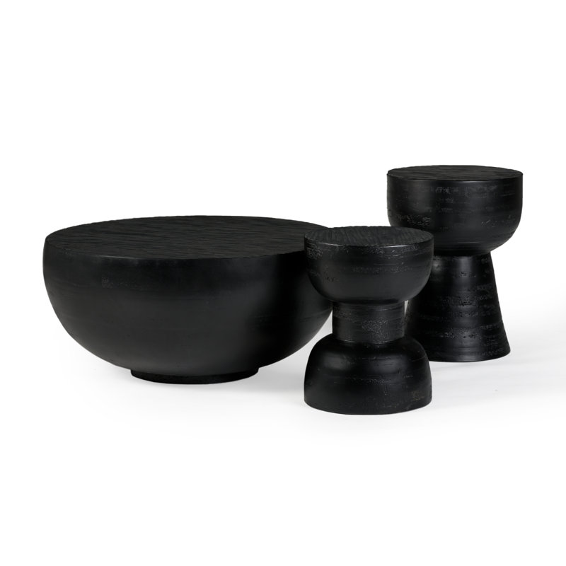 Moreno Dark Charcoal Acacia Wood Round End Table