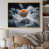 Toile avec cadre flottant or