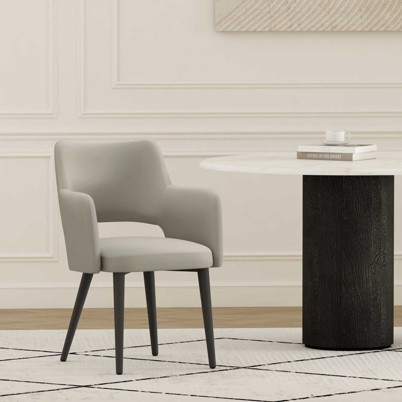 Fauteuil en cuir Tremont, Gris Pierre