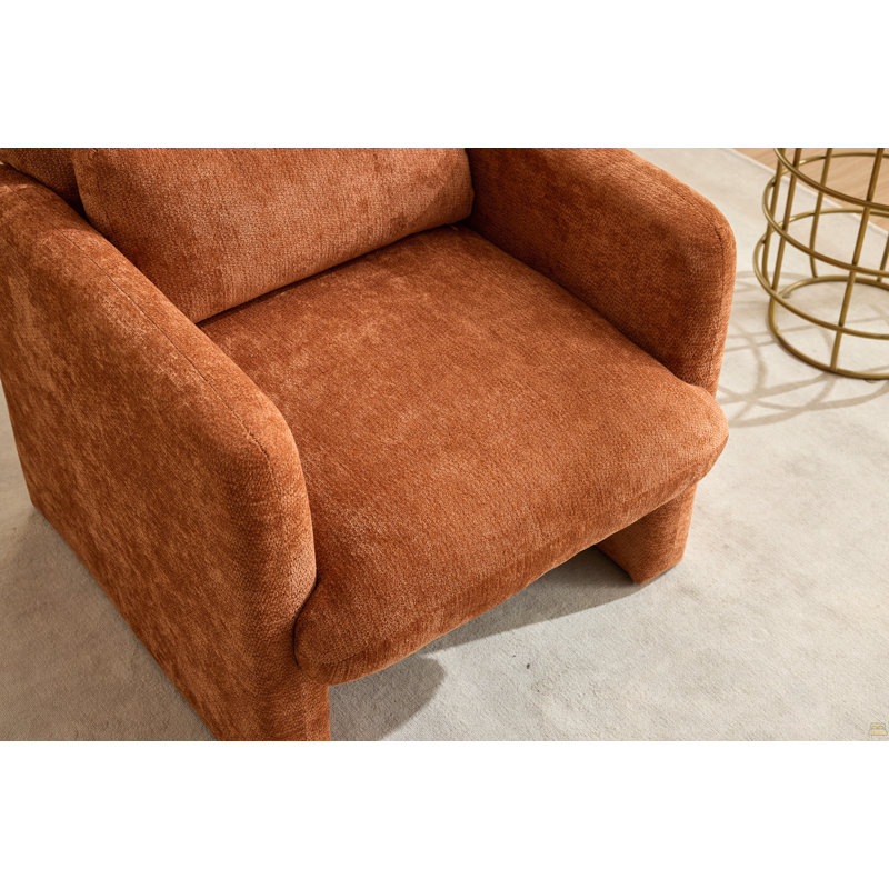 Fauteuil d'appoint moderne, fauteuil de salle à manger en tissu Boucle, Orange