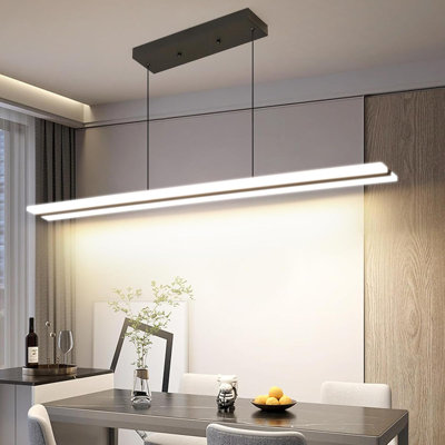 Acrylic Linear Pendant Light Dimmable Modern LED Chandelier Fixtures Hanging  Color Temperature And Height Adjustable Table Light For Dining Room  Kitchen  Island