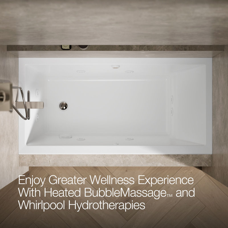 Underscore Rectangle 60-In X 30-In Heated Bubblemassage Air Bath With Whirlpool, Alcove, Right Drain, Left, White