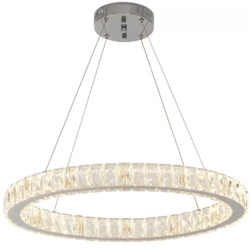 24" LED Oval Ring Crystal Chandelier