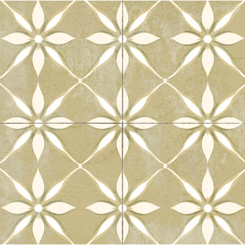 Carrelage mosaïque floral en vinyle 6 po x 6 po (ensemble de 24), Or / jaune