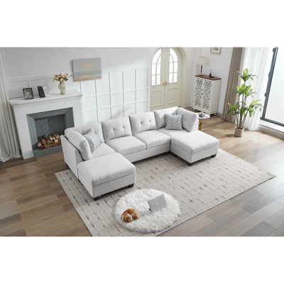 Canapé modulaire rembourré avec deux chaises longues