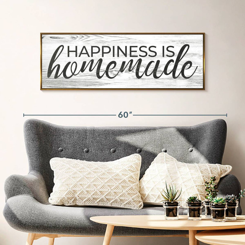 Plaque murale «Happiness Is Hommade» II, Floating Frame Gold, 43 po x 15 po