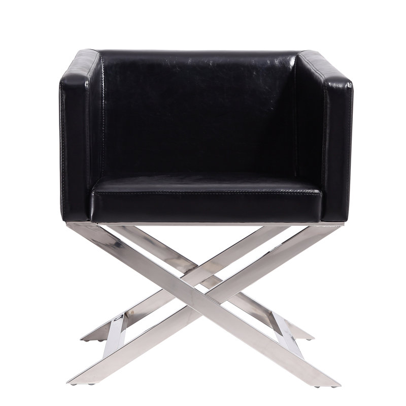 Park Slope Faux Leather Armchair, Black Faux Leather