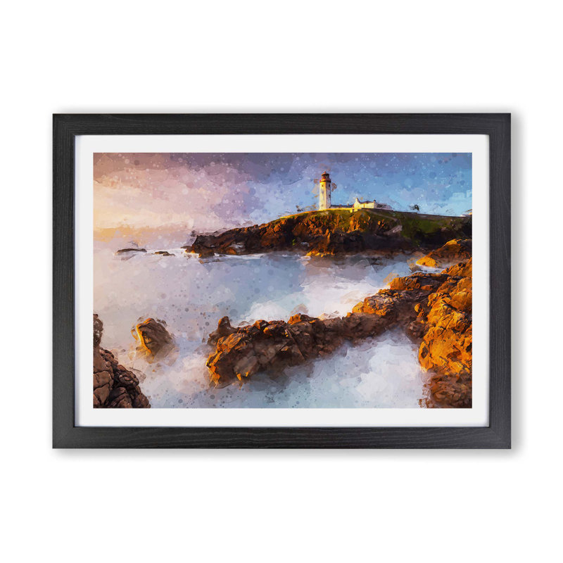 Fanad Head Lighthouse In Ireland - Single Picture Frame Painting, Black, 45cm H x 63cm W x 2cm D