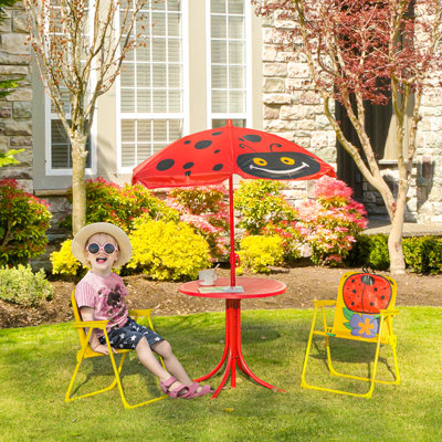 Aulay Kids 3 Piece Round Outdoor Table Or Chair and Chair Set