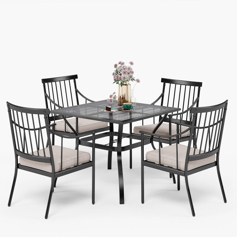 Argyri 4 - Person Patio Dining Set with Square Table , Cushions Included