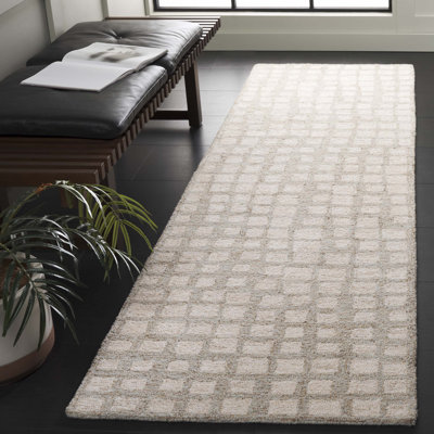 Tapis géométrique en laine / jute touffeté à la main Indiana
