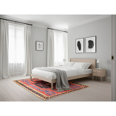 Tapis noir/rouge/beige traditionnel Balbuena