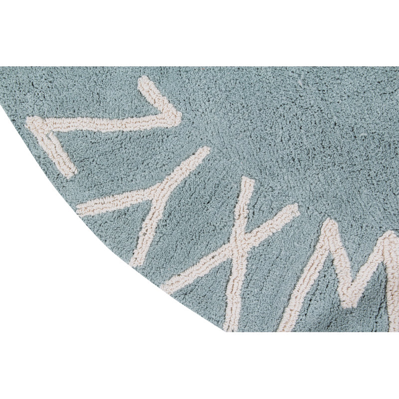 Tapis rond en coton ABC / bleu rétro / naturel ABC