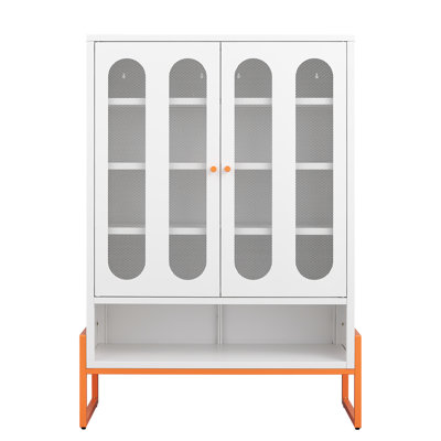Modern Metal Freestanding Shoe Cabinet With Magnetic Shelves, 15Cm - Proof, And Ergonomic Steel Handle For Daily Minimalist Double Door Dual Proof 15Cm, Back Fixing Hole
