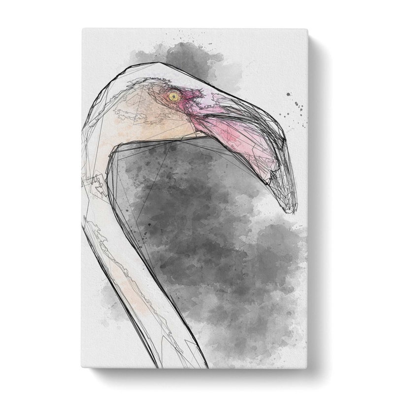 A Pink Flamingo in Abstract - Wrapped Canvas Graphic Art Print, 50cm H x 35cm W x 3cm D