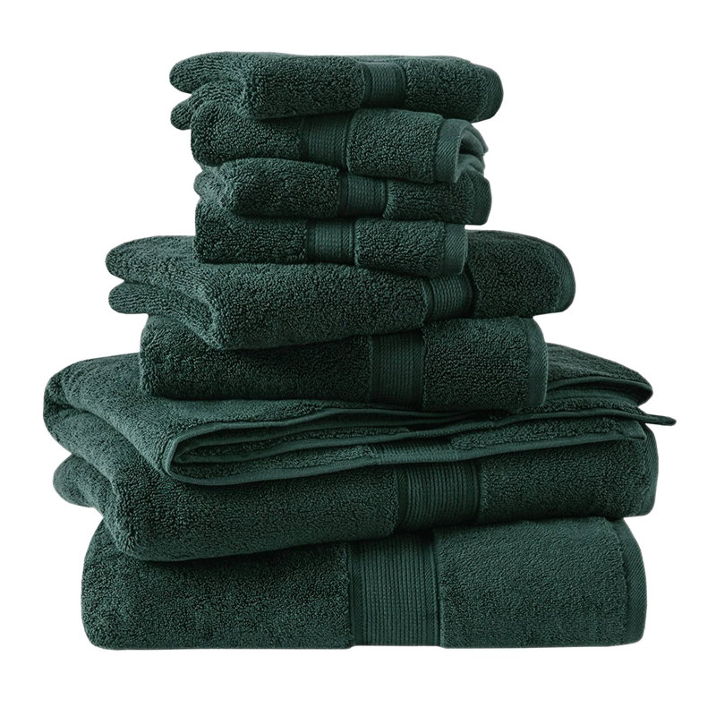 Ensemble de serviettes 100% coton absorbant 800GSM, Vert foncé