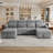 3-Piece 110.2'' Upholstered Chenille U-Shape Sectional-1239558026