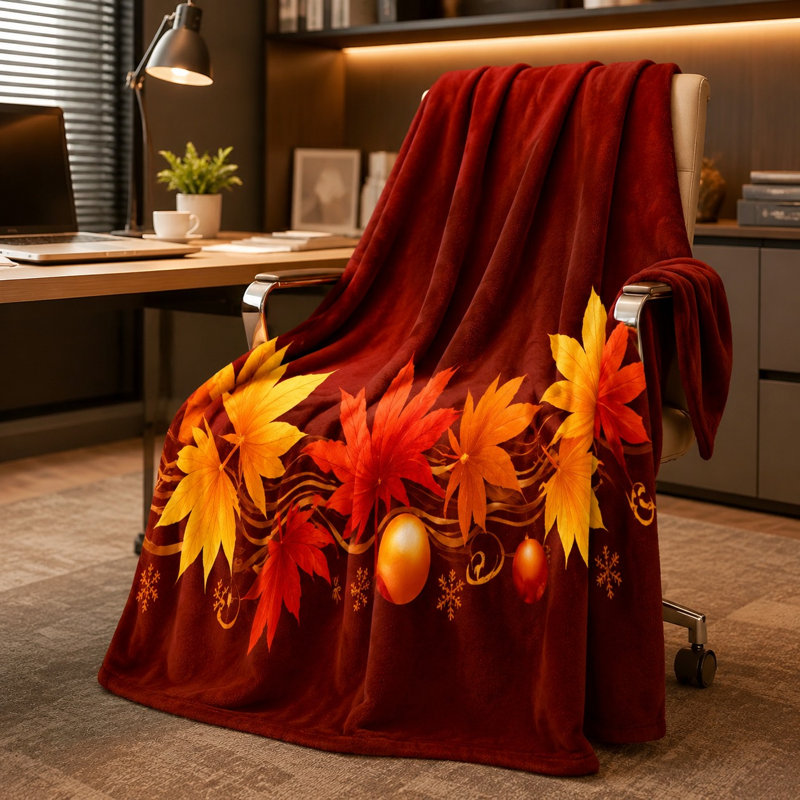 Jeté d'automne en feuille d'érable pour canapé-lit, Simple (l 60 po x L 80 po)