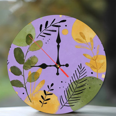 10" Round Wooden Wall Clock, Silent Quartz Movement, UV-Printed Design, Battery Operated