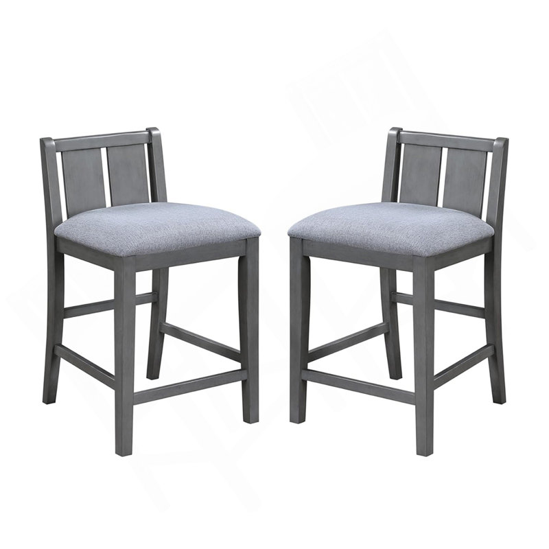 Ensemble de 2 chaises à hauteur de comptoir avec siège rembourré, gris