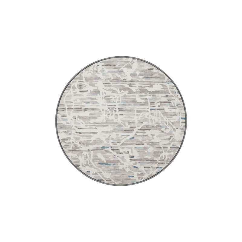 Tapis gris lavable à la machine, Rond 7 pi