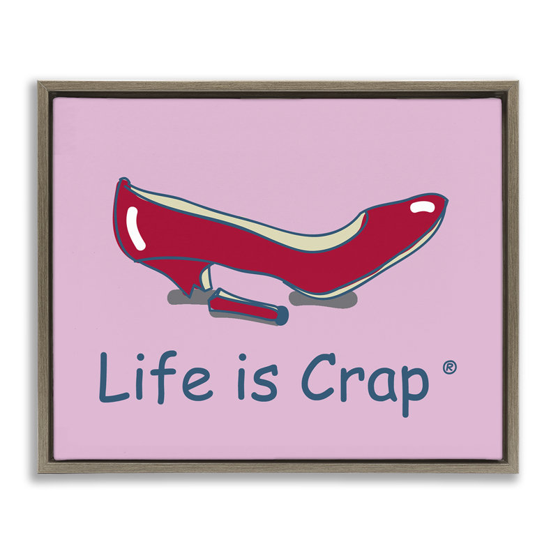 «Broken High Heel Floater», art mural sur toile par LIC, H 17 po x l 21 po, Cadre flottant orme Montalcino