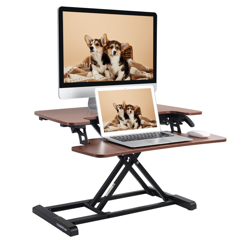 Murray Home Office Standing Desk Converter, Beige/Black, 19.6" H x 28" W x 24.9" D