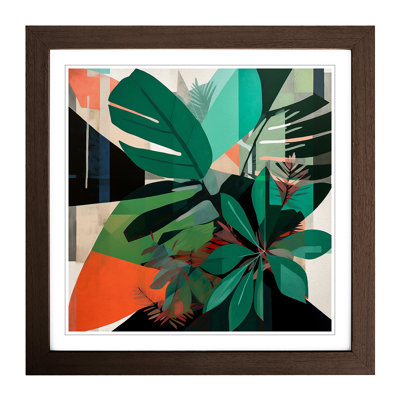 Tropical Leaf Suprematism No.1 - Single Picture Frame Print on Wood