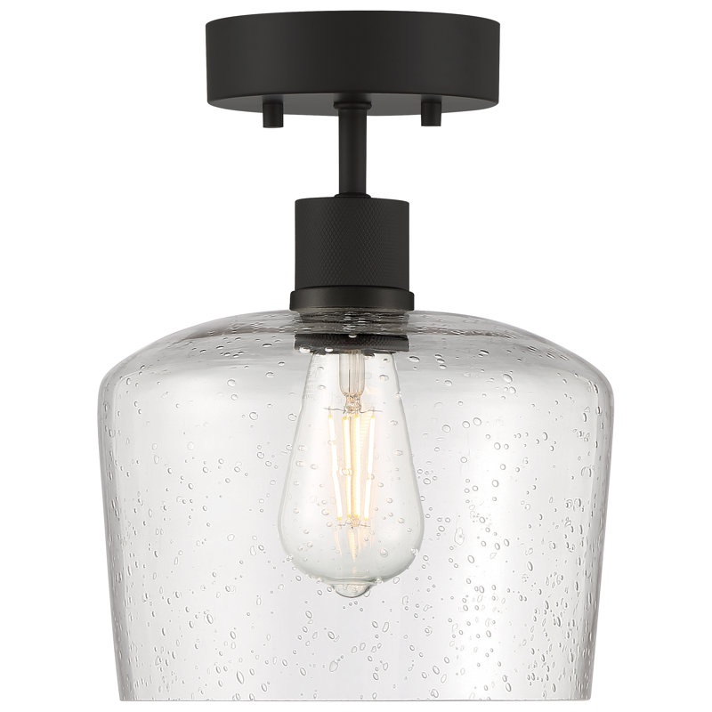 Southglenn Glass Semi Flush Mount, Matte Black