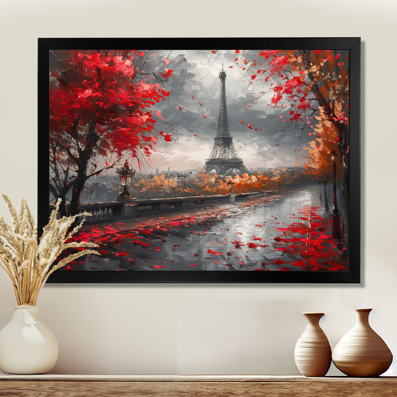 Thimeo - City Paris Wall Art Living Room, Cadre noir, H 12 po x l 20 po