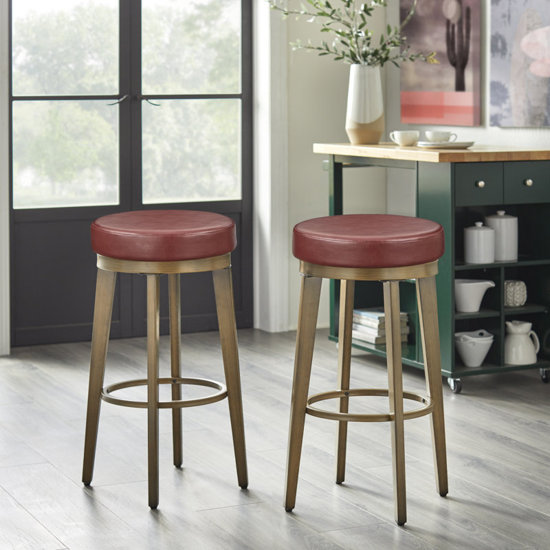 Tabouret de bar pivotant 30,5 po Gadberry, Rouge, Doré, 30.5"