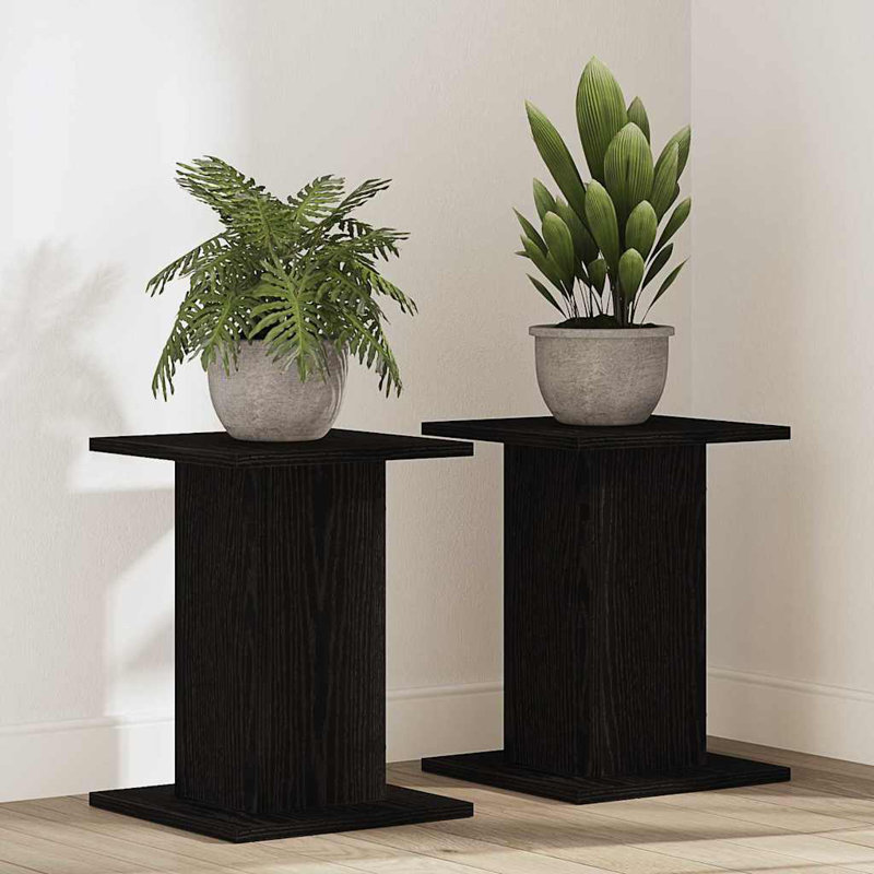 Ensemble de 2 porte-plantes en bois d'ingénierie chêne noir 11,81 x 11,81 x 15,75 po