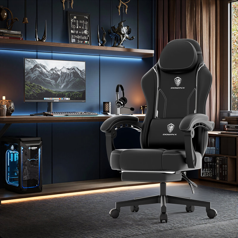 Gaming Chair with Pocket Spring Cushion for Adults, Ergonomic Computer Chair with Footrest and Massage Lumbar Support for Office, Gaming, 300LBS