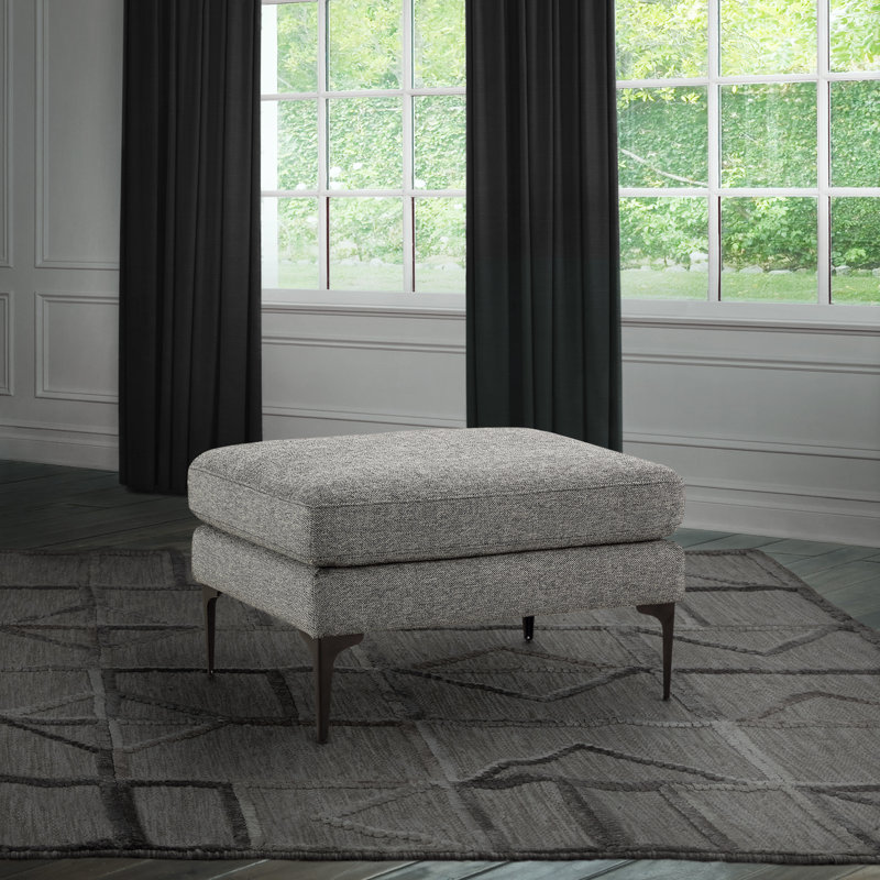 Upholstered Ottoman, Gray 100% Polyester