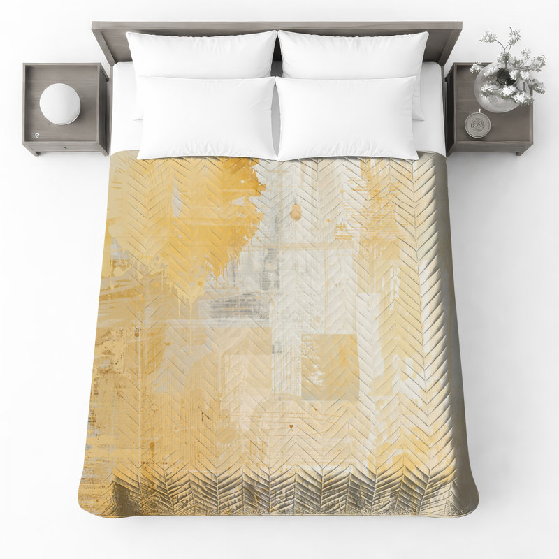 Couvre-lit matelassé à texture abstraite beige toutes tailles, Très grand lit