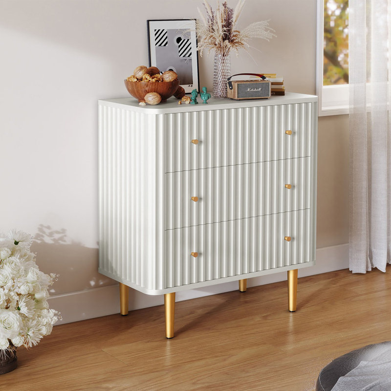 Table de chevet 3 tiroirs Modern, Blanc