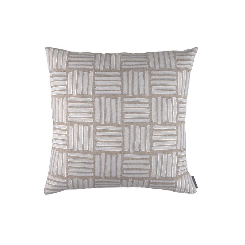 Appliqued Feather Throw Pillow, Natural/White