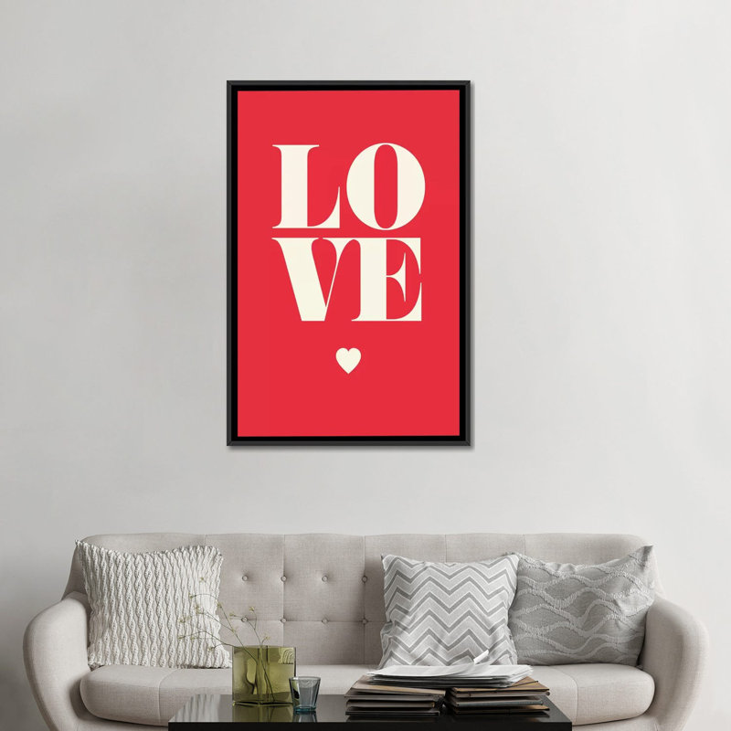 « love », impression sur toile, H 48 po x l 32 po x P 1,5 po, Toile avec cadre noir, Pas de tapis