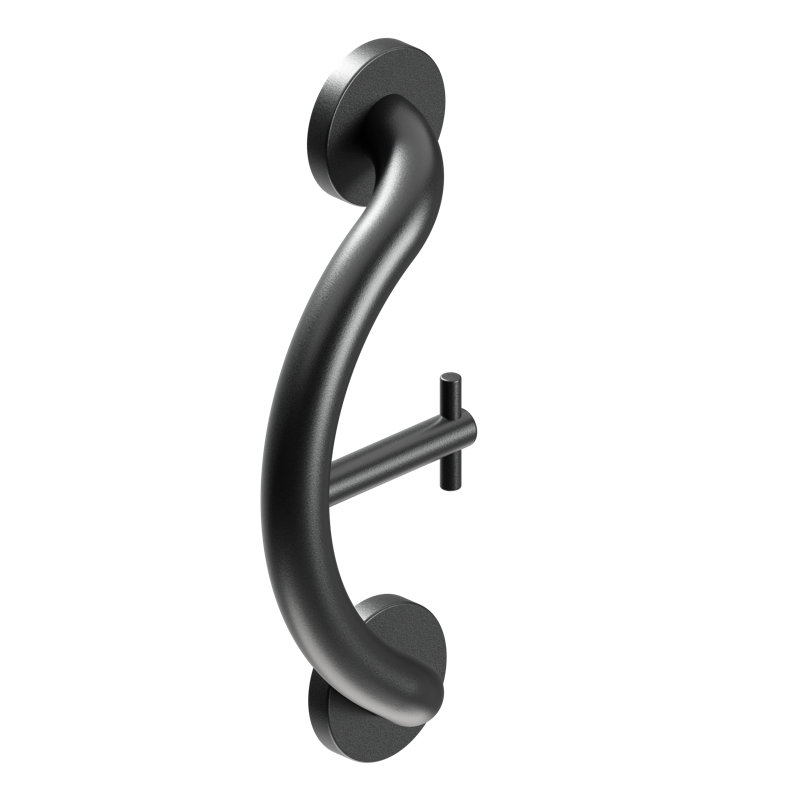 PLUS Towel & Robe Hook 14.5", Decorative Grab Bar (500 lb. Capacity), Matte Black