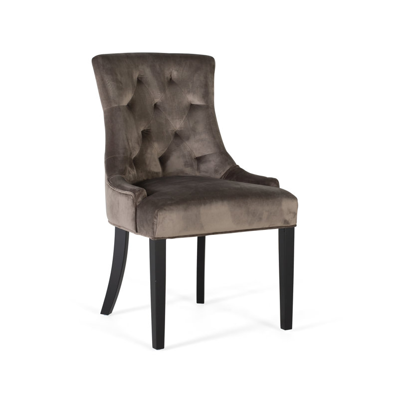 Protivin 45cm H Tufted Velvet Upholstered Side Chair in Grey
