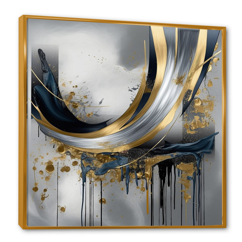 Shapes And Lines Abstract Marble V - impressions sur toile de marbre abstrait, H 16 po x l 16 po, Toile avec cadre flottant