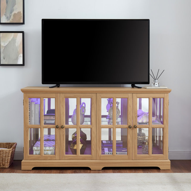 Magnificent Vintage Display Cabinet With Adjustable Shelving And Metal Accents Elegant Case Led Strip Lighting Pulls