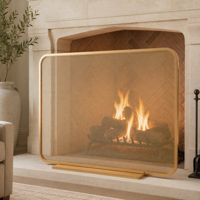 1-Panel Iron Fireplace Screen 38" x 33"